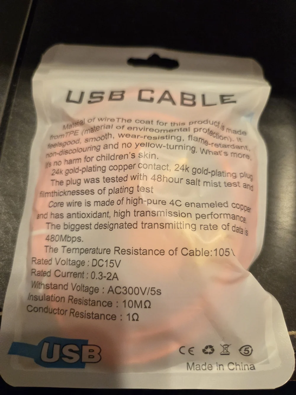 USB Charging Cable with Orange Novelty Dog Connector